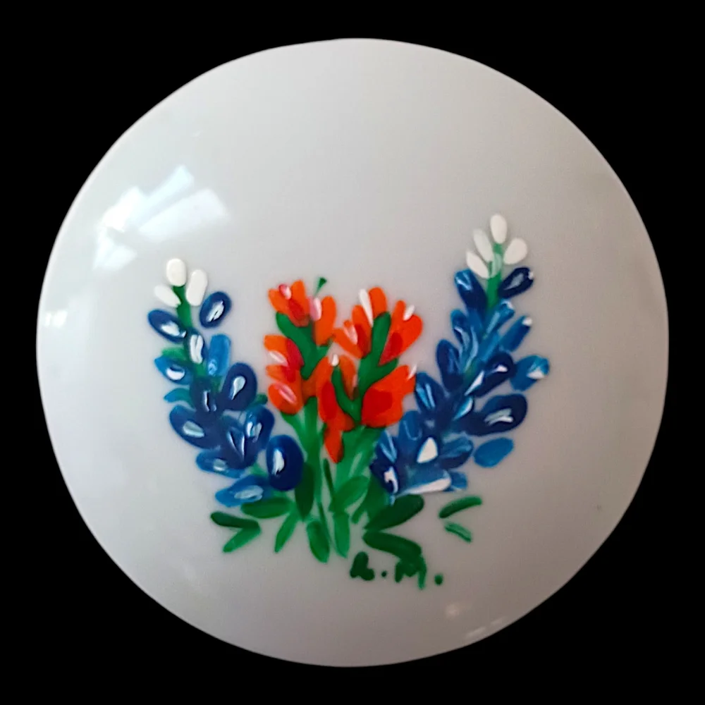 Vintage Hand Painted Floral Trinket Dish Box Lidded‎ Porcelain Lady Bird Johnson